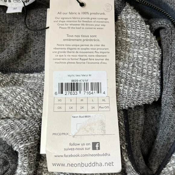 NWT Neon Buddha Idyllic Zip Moto Vest medium - Picture 7 of 9